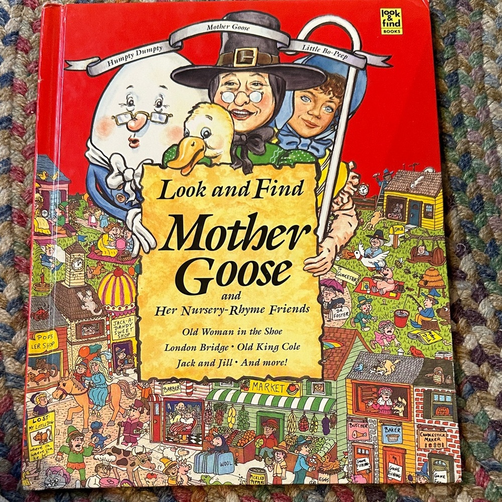 Vintage 1992 Look and Find Mother Goose Nursery Rhyme Hardcover Book